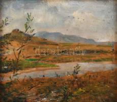 Kiszely Nándor József(1871-?), 1896-98 között Nagybányán tanult: Táj. Olaj, fa. Jelzett. Dekoratív fakeretben, 15,5×18 cm