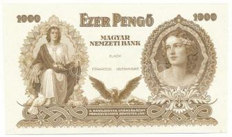 1942. 1000P tervezet próbanyomata, csak előlapi nyomat, utánnyomás Dr. Gara Miklós (szerk.): Nyomdaipari Enciklopédia című kötetből T:UNC