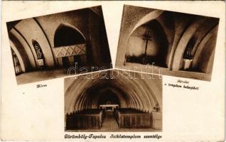 1941 Miskolctapolca, Görömbölytapolca, Görömbölyi-Tapolca, Tapolca (Miskolc); Kórus, templom belső, Sziklatemplom szentélye. Tervezte Menner László (gyűrődés / crease)