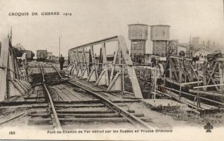 Military WWI railway bridge demolished by the Russians in East Prussia