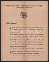 1940 A Magyarországi Katolikus Legényegyletek Országos Szövetségének "Erdélyi Zászló Bizottságától" körlevél