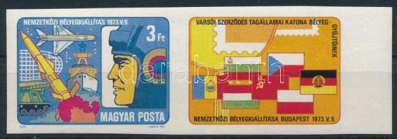 1973 Katonai bélyeggyűjtők nemzetközi kiállítása vágott ívszéli szelvényes bélyeg (gumihibák / gum disturbances)
