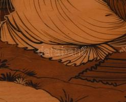 Keleti intarziakép, akasztóval, jó állapotban, 34x69 cm