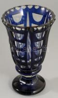Kéken pácolt kristály váza, minimális kopással, m: 16 cm