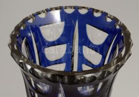 Kéken pácolt kristály váza, minimális kopással, m: 16 cm