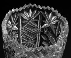 Anna Hütte madármintás kristály váza, jelzés nélkül, hibátlan, m: 22,5 cm