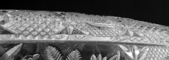 Anna Hütte madármintás kristály váza, jelzés nélkül, hibátlan, m: 22,5 cm