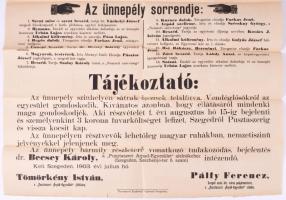 1903 Véreink! Szeged, Pusztaszeri hazafias népi ünnepély nagy méretű plakátja. Hajtva, hajtásoknál k...