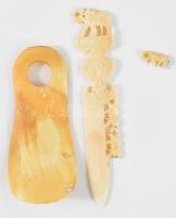 Szaru cipőkanál és csont levélbontó, h: 9-12 cm