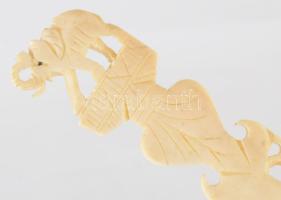 Szaru cipőkanál és csont levélbontó, h: 9-12 cm