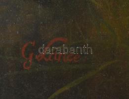 G Lance jelzéssel (George Lance?), XIX. sz. festő: Csendélet tájban. Olaj, vászon. Sérült. 47×57,5 c...