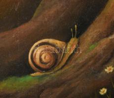 G Lance jelzéssel (George Lance?), XIX. sz. festő: Csendélet tájban. Olaj, vászon. Sérült. 47×57,5 c...