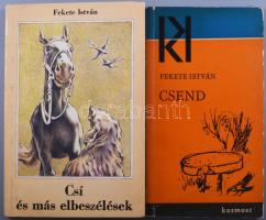 Fekete István művei 2 kötet:  Csend. Bp., 1965, Kozmosz. Első kiadás. Bozóky Mária rajzaival. Kiadói papírkötés, kopott borítóval.; Csí és más elbeszélések. Lendvai Antal rajzaival. Bp.,1986, Móra. Kiadói papírkötés.;
