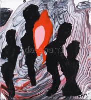 Drégely L jelzéssel: Vörös és fekete. Vegyes technika, vászon. 30×30 cm