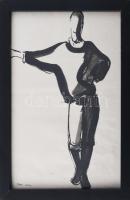 Olvashatatlan jelzéssel: Női alak. Tus, papír. Üvegezett fakeretben. 30×21 cm