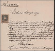 1905 Vajdahunyad, erkölcsi bizonyítvány Danila György Vajdahunyad polgármesterének saját kezű aláírá...