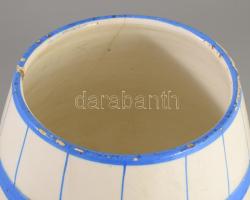 cca 1900 Szatócsbolti hordó alakú fajansz kávékínáló, jelzés nélkül, felületi sérüléssel, mázátreped...