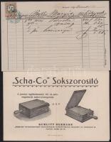 ca 1880 3 db képes reklám nyomtatvány.Keller és Szabó divatáru számla, Scha-co sokszorosító gép nyomtatvány, temetkezési számla
