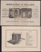 ca 1880 3 db képes reklám nyomtatvány.Keller és Szabó divatáru számla, Scha-co sokszorosító gép nyom...
