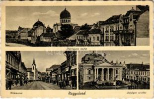 1942 Nagyvárad, Oradea; Körös-parti részlet, zsinagóga, Rákóczi út, Szigligeti színház / Cris riverside, synagogue, theatre (EK)