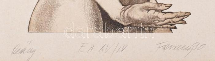 Farsang Sándor (1945-2015): Leány (női akt). Rézkarc, papír, jelzett, művészpéldány EA XV/IV számozá...