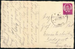 1939 gróf Teleki Mária Irén (1910-1962), gróf Teleki Pál (1879-1941) földrajztudós, politikus, miniszterelnök (1939-1941) lányának saját kezűleg megírt képeslapja, Rab szigetéről (Jugoszlávia) apjának hazaküldve