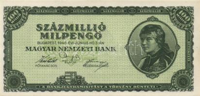 1946. 10.000BP (2x) + 100.000BP (2x) eltérő színváltozat + 100.000.000MP (2x) T:I