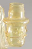 cca 19. sz. második fele, férfi fej alakos fújt üveg kóstoló pipa, hibátlan, h: 30 cm