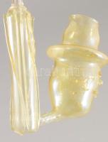 cca 19. sz. második fele, férfi fej alakos fújt üveg kóstoló pipa, hibátlan, h: 30 cm