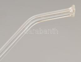 cca 19. sz. második fele, férfi fej alakos fújt üveg kóstoló pipa, hibátlan, h: 30 cm