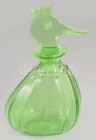 Art deco madárfej dugós likőrös üveg, dugón lepattanással, m: 16 cm