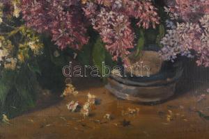 Wickenburg jelzéssel: Virágok, 1900. Olaj, vászon. Restaurált, dublírozott. 45×51,5 cm