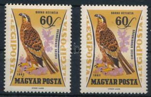 1962 Madarak (IV.) - Ragadozómadarak 60f A Magyar szó első "A" betűjén ékezet lemezhiba + támpéldány (7.000)