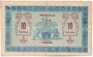 1919. Miskolc 1919.05.14. 10K "B) 187 74" "Miskolcz város" utalvány-jegye T:VG lyukak Hungary / Miskolc 14.05.1919. 10 Korona "B) 187 74" "Miskolcz város", C:VG holes Adamo MIS-7.3