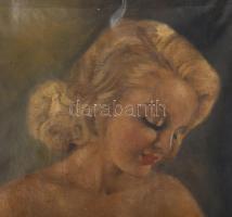 Benczik M jelzéssel: Női akt. Olaj, vászon. Dekoratív fakeretben. Vászon laza, feszítésre szorul. 59...