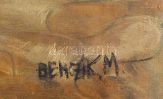 Benczik M jelzéssel: Női akt. Olaj, vászon. Dekoratív fakeretben. Vászon laza, feszítésre szorul. 59...