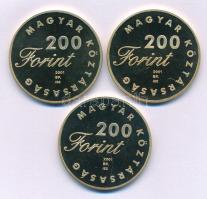 2001. 200Ft Cu-Zn (3xklf) az "Ifjúsági Irodalom" sorozat különböző emlékkiadásai, mind kapszulában: "Toldi", "Lúdas Matyi", "János Vitéz" T:PP