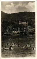 1943 Szováta-gyógyfürdő, Baile Sovata; Medve tó, fürdőzők. Körtesi Károly fényképész felvétele és saját kiadása / Lacul Ursu / lake, bathers