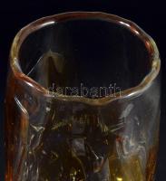 Cseh üveg vázas, többrétegű, anyagában színezett, hibátlan 36 cm