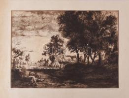 Görög Rezső (1930-?): Nyár. Rézkarc, papír, jelzett, lap széle kissé foltos30×39,5 cm