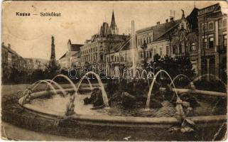 Kassa, Kosice; Szökőkút, fogtechnikus üzlete. Nyulászi Béla kiadása / fountain, dentist shop (EM)