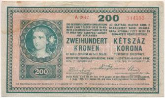 1918. 200K "A 2042 344152" hullámos hátlappal T:F,VG folt Adamo K31/6