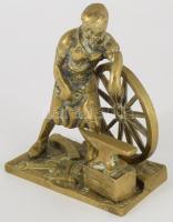 Kerékkovács, kerékgyártó. bronz szobor, jelzés nélkül 16x19 cm