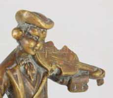 Hegedűs, bronz szobor, jelzés nélkül 22 cm