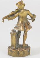 Hegedűs, bronz szobor, jelzés nélkül 22 cm