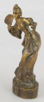 Barokk hölgy, bronz szobor, jelzés nélkül 21 cm