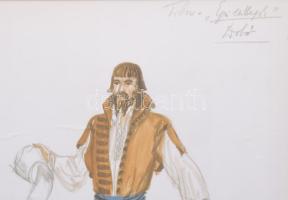 Olvashatatlan jelzéssel (Mialkovszky Erzsébet?): Jelmezterv az Egri Csillagok c. játékfilmhez, Dobó ...