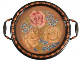 Gobelines fa kínáló tálca üveggel d: 18 cm