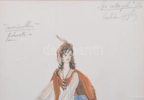 Olvashatatlan jelzéssel (Mialkovszky Erzsébet?): Jelmezterv az Egri Csillagok c. játékfilmhez, Cserh...