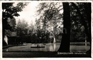 1940 Szamosújvár, Gherla; Sétatéri tó / promenade, lake. photo (hullámos / wavy)